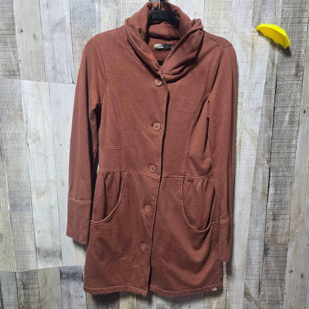 Prana Rust Brown Mariska Fleece Trench Coat Small Outdoor Preppy Winter Fall